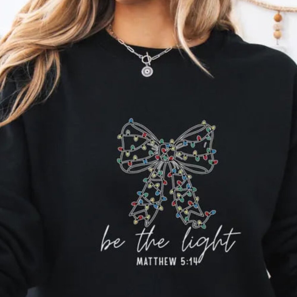 Be The Light Shirt, Religious Christmas Tee, Christmas Coquette Gift